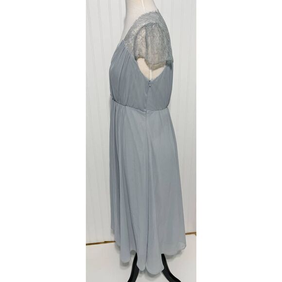 Asos Kate Lace Maxi Dress Gown Eyelash Lace V-Neck Short Sleeves Baby Blue 6 - Picture 6 of 16